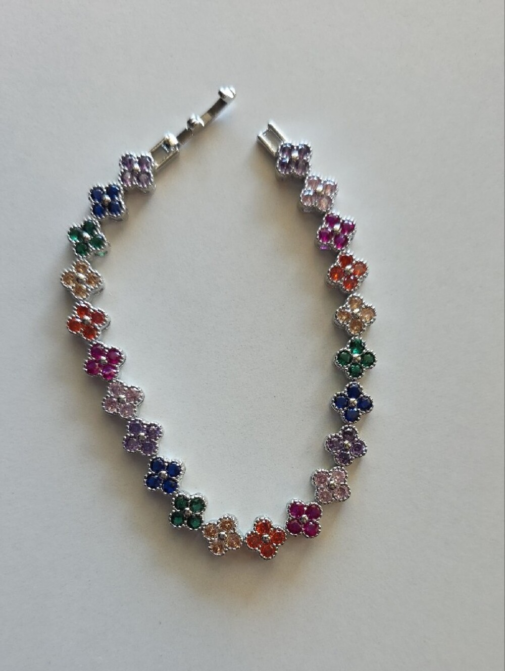 Multi-Color Floral Cluster Tennis Bracelet - Women Jewelry